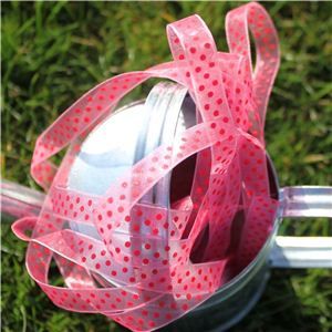 Organza Swiss Dot Ribbon - Pink/Red